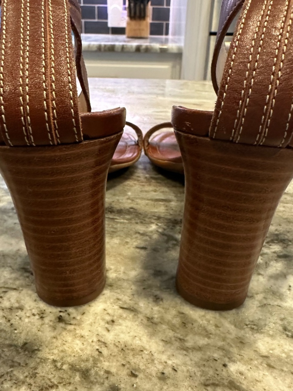 Coach Nevada P409 Vintage Y2K Leather Heels Brown Ankle Strap Block Sandals 7.5 - Picture 6 of 10